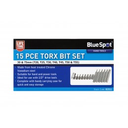 BlueSpot 15 PCE 1/2" Torx Bit Set (T20-T55)
