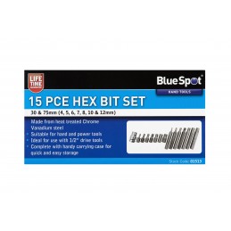 BlueSpot 15 PCE 1/2" Hex Bit Set (H4-H12)