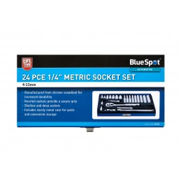 BlueSpot 24 PCE 1/4" Metric Socket Set (4-13mm)