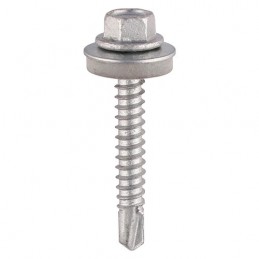 Timco Self-Drilling Screws - Hex - For Light Section Steel - Exterior - Silver - With EPDM Washer - 5.5 x 32 - Box of 100