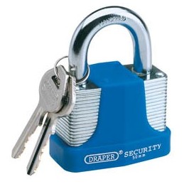 30mm Laminated Steel Padlock and 2 Keys with Hardened Steel Shackle and Bumper