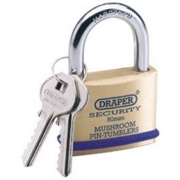 50mm Solid Brass Padlock and 2 Keys with Mushroom Pin Tumblers Hardened Steel Shackle and Bumper